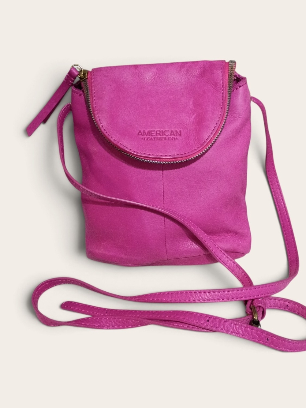 American Leather Co. Fuchsia Leather Crossbody Bag